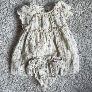 Zara Floral Cream Baby Dress Set